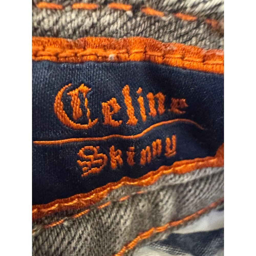 Rock Revival Celine Skinny Women’s Size 27 Gray Embellished Denim Jeans Made In - Picture 4 of 8
